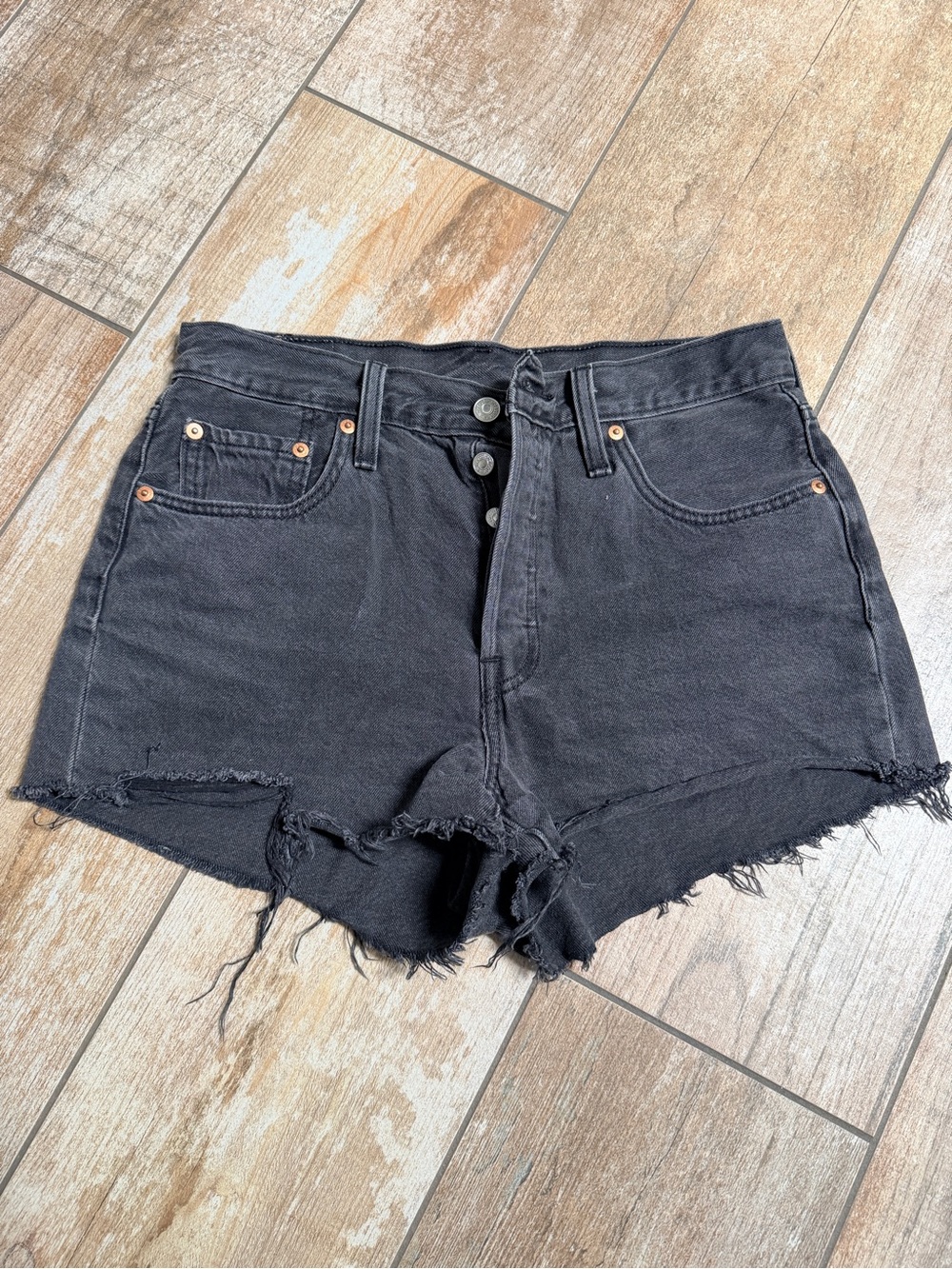 Levi’s | 501 Button Fly Black Denim Shorts